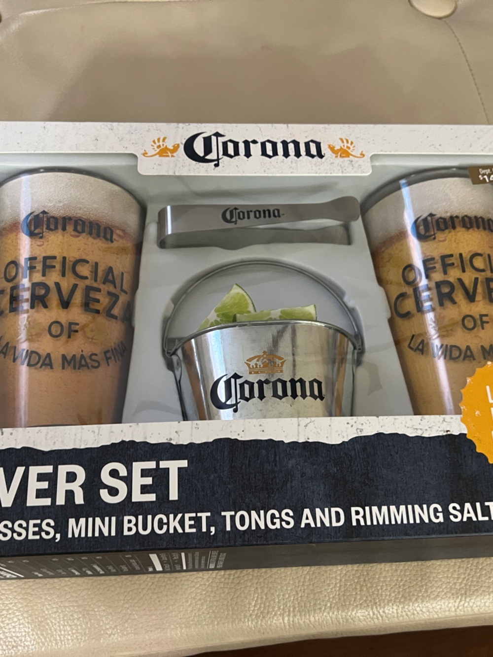 Corona Metallic Gold and Silver Server Set with Pint Glasses